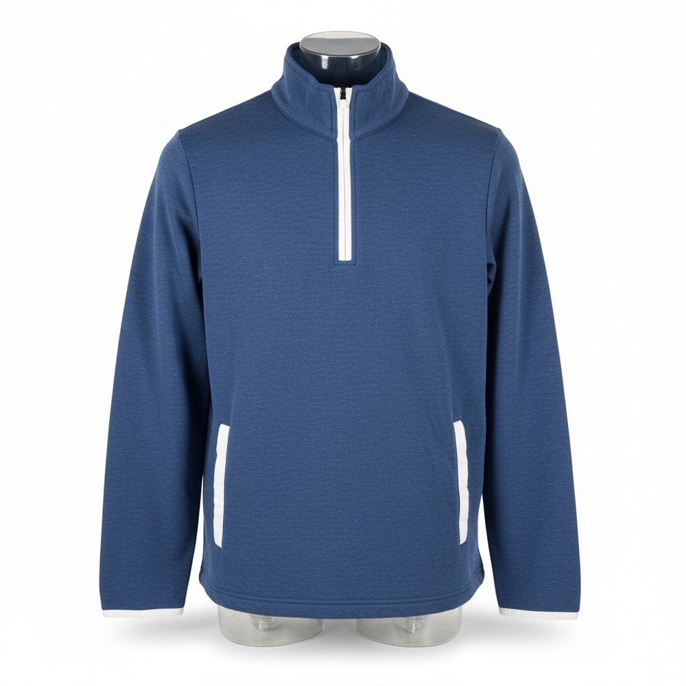 Bonobos Golf Pullover Mens M Slim Fit 1/4 Zip Blue White Performance Fleece